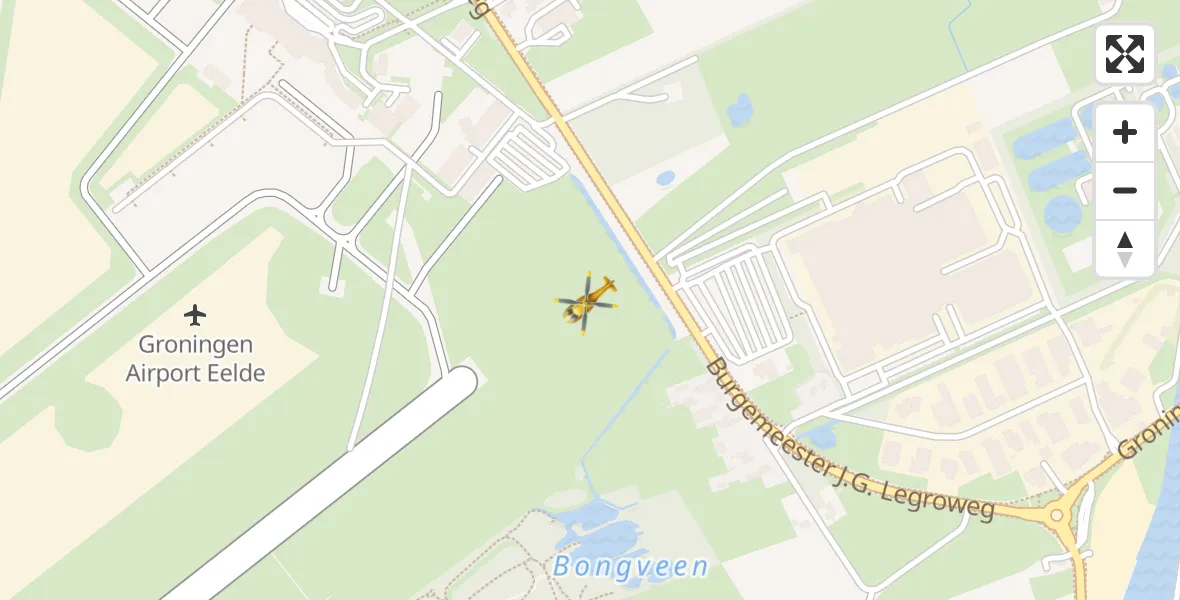 Vluchtroute Traumahelikopter Groningen Airport Eelde - Groningen Airport Eelde, 27 mei 2022, 12:59