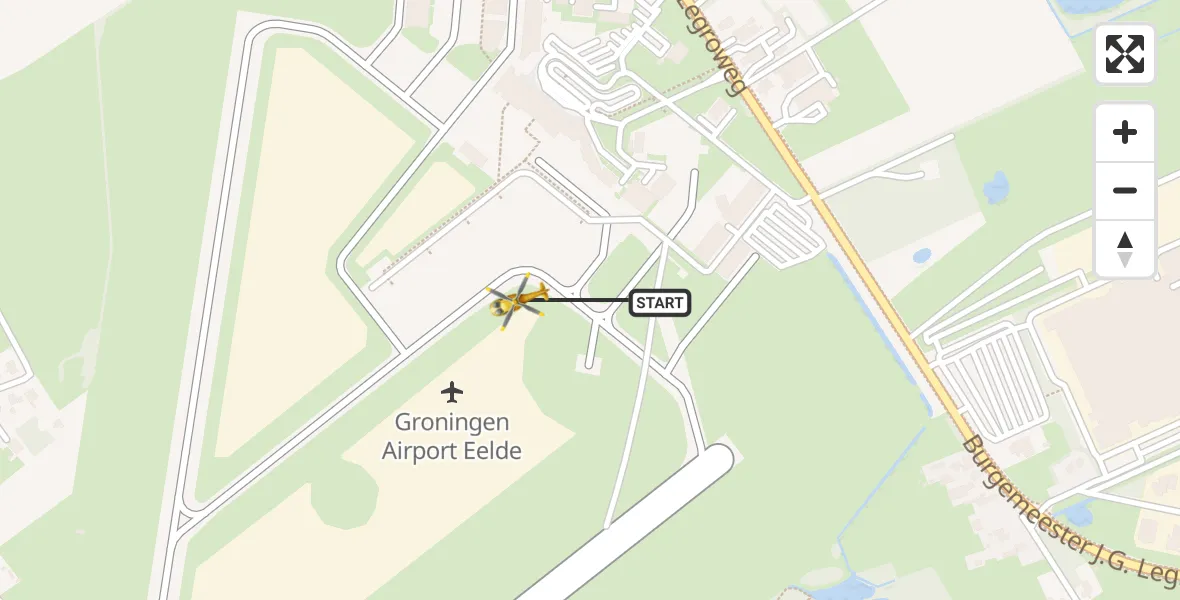 Vluchtroute Traumahelikopter Groningen Airport Eelde - Groningen Airport Eelde, 27 mei 2022, 14:19