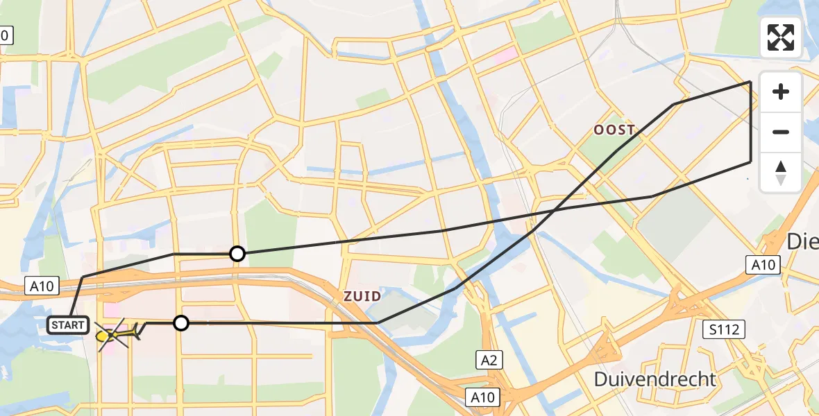 Routekaart van de vlucht: Lifeliner 1 naar VU Medisch Centrum Amsterdam