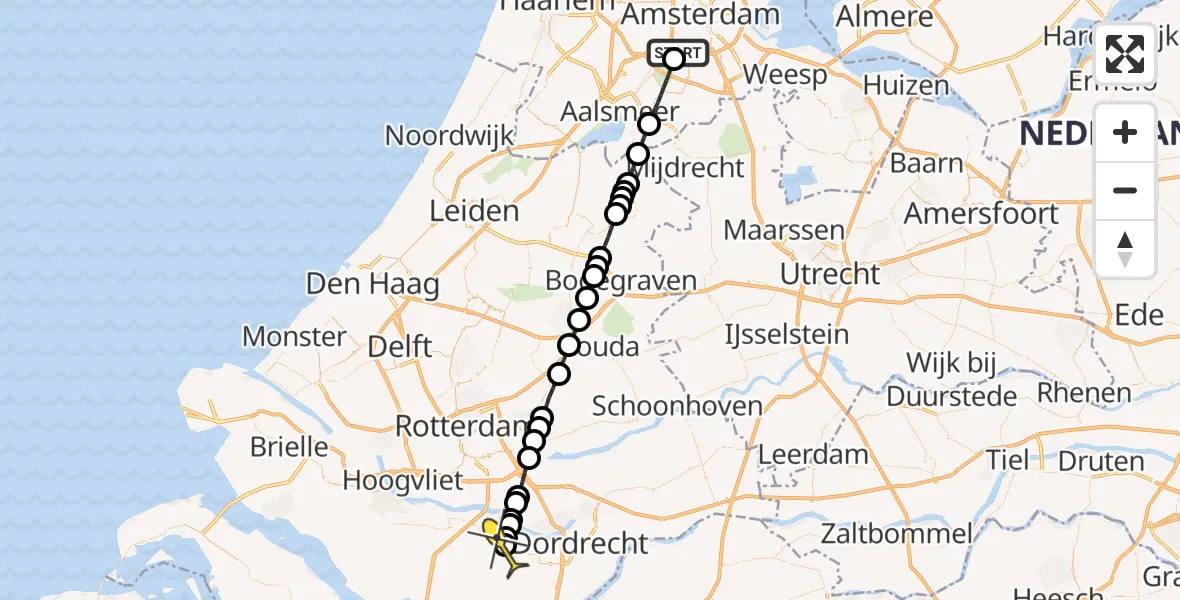 Routekaart van de vlucht: Lifeliner 1 naar Maasdam