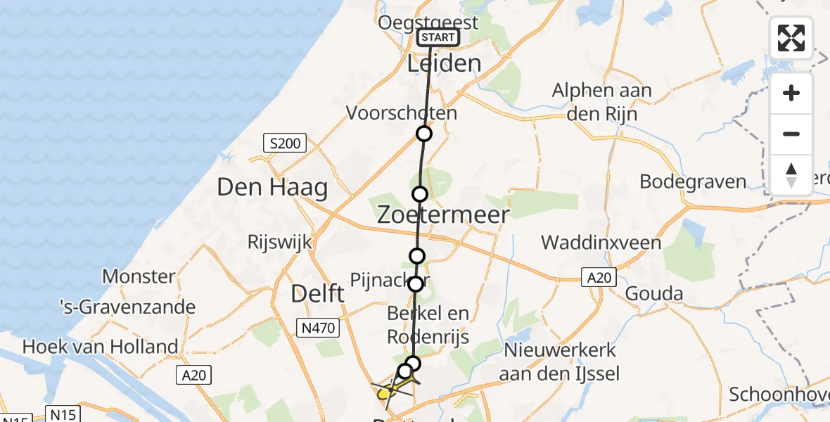 Routekaart van de vlucht: Lifeliner 2 naar Rotterdam The Hague Airport