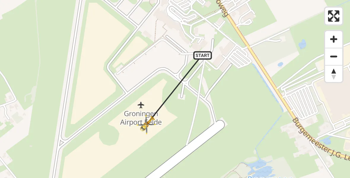 Vluchtroute Traumahelikopter Groningen Airport Eelde - Groningen Airport Eelde, 28 mei 2022, 01:14