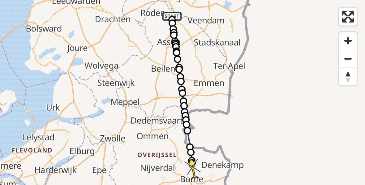 Routekaart van de vlucht: Lifeliner 4 naar Albergen