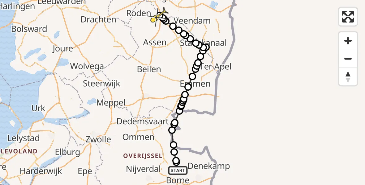 Routekaart van de vlucht: Lifeliner 4 naar Groningen Airport Eelde