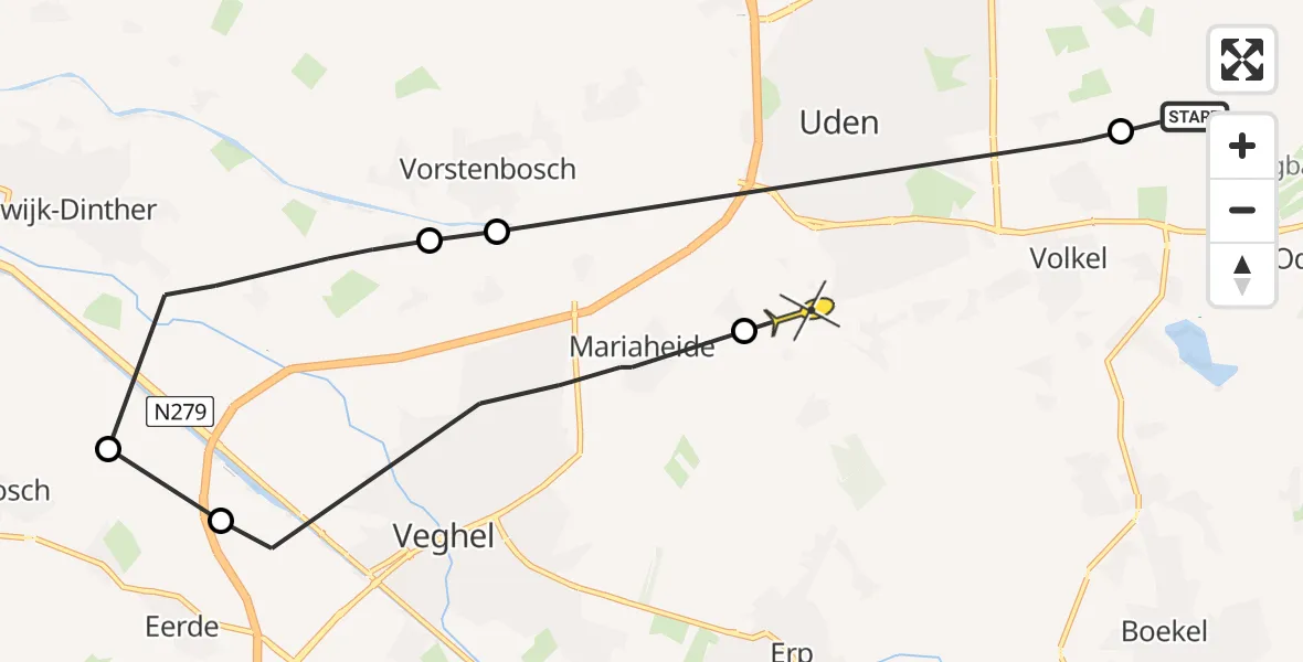 Routekaart van de vlucht: Lifeliner 3 naar Uden