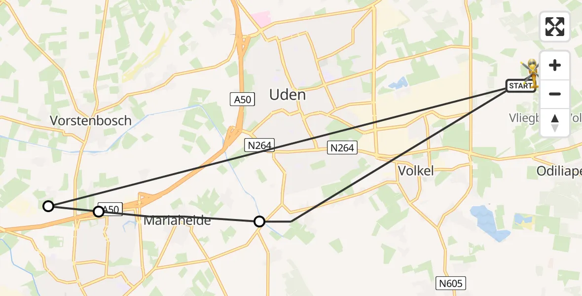 Vluchtroute Traumahelikopter Vliegbasis Volkel - Vliegbasis Volkel, 28 mei 2022, 12:44