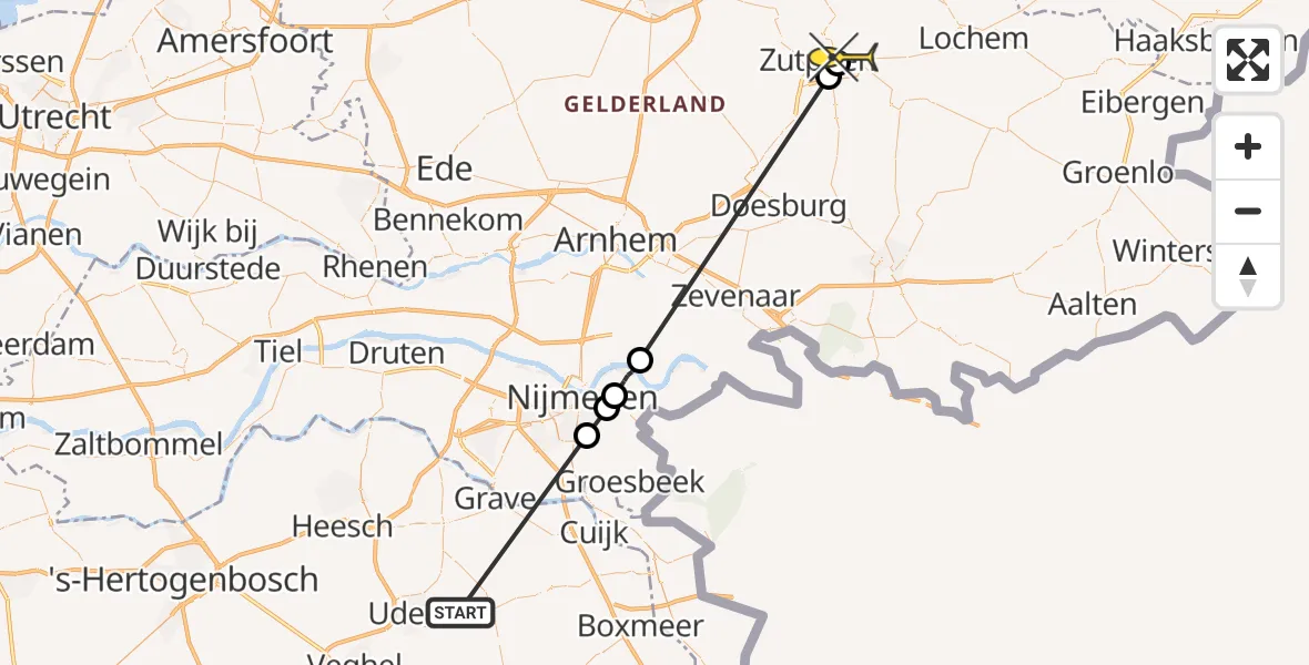 Routekaart van de vlucht: Lifeliner 3 naar Warnsveld