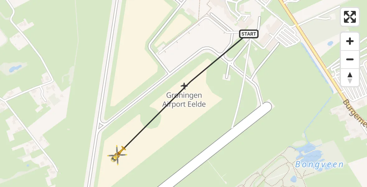 Vluchtroute Traumahelikopter Groningen Airport Eelde - Groningen Airport Eelde, 28 mei 2022, 14:55