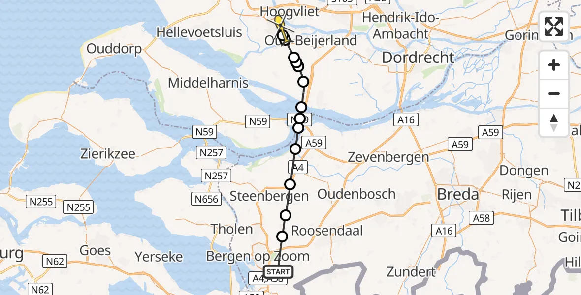 Routekaart van de vlucht: Lifeliner 2 naar Spijkenisse