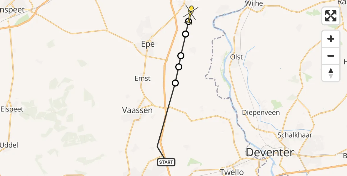 Routekaart van de vlucht: Lifeliner 3 naar Heerde