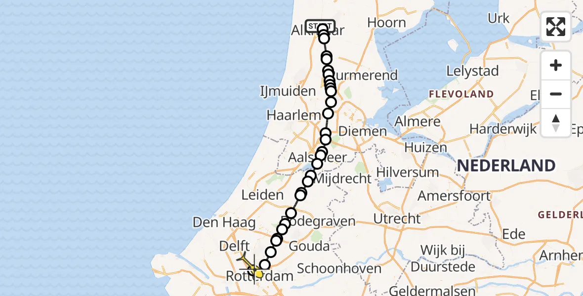 Routekaart van de vlucht: Lifeliner 1 naar Rotterdam The Hague Airport