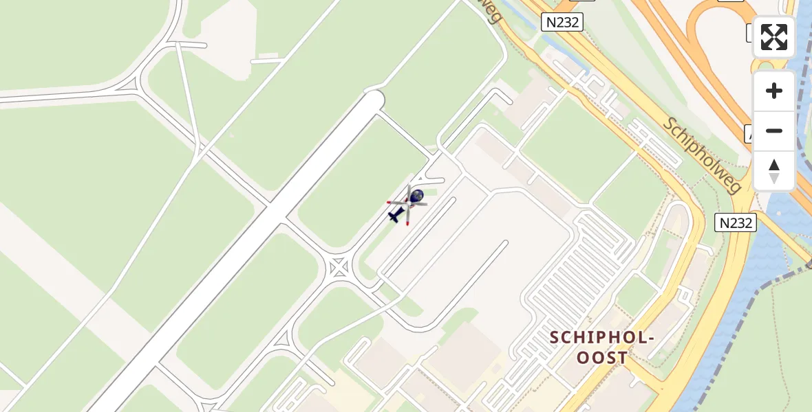 Vluchtroute Politiehelikopter van Schiphol naar Schiphol