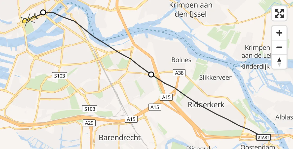 Routekaart van de vlucht: Lifeliner 2 naar Erasmus MC