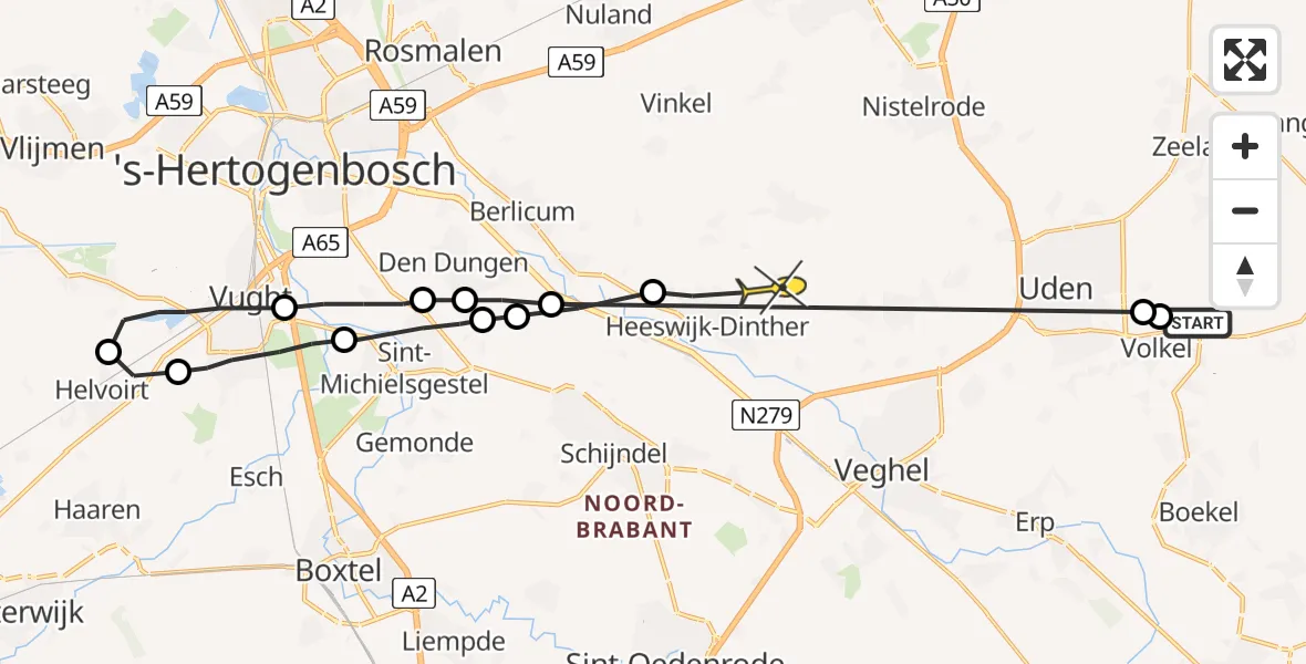 Routekaart van de vlucht: Lifeliner 3 naar Heeswijk-Dinther