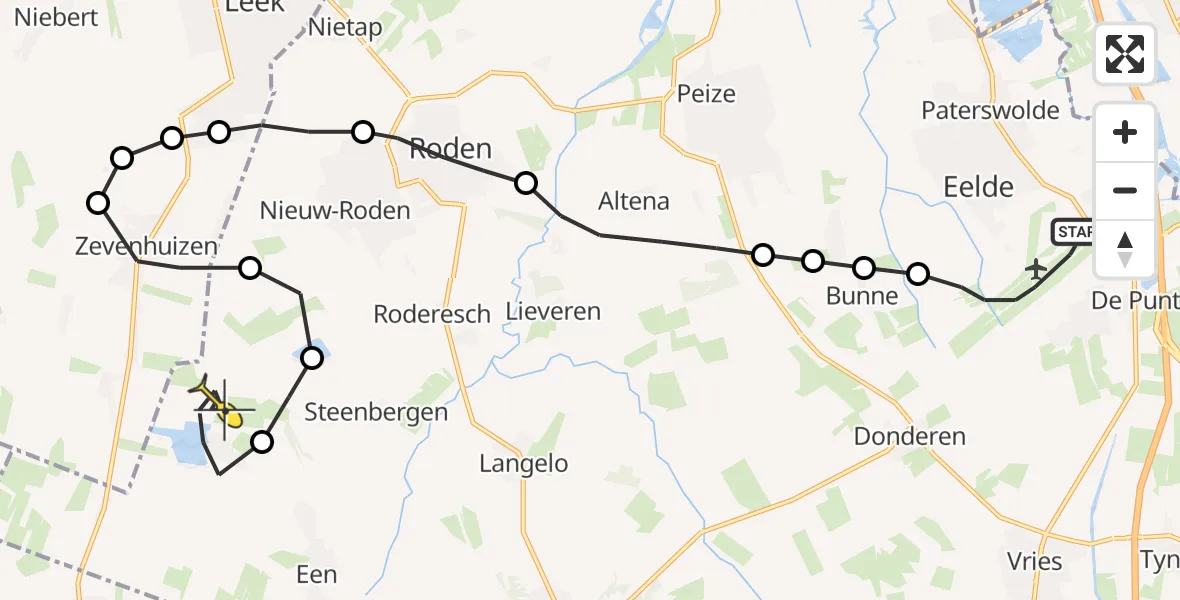 Routekaart van de vlucht: Lifeliner 4 naar Een