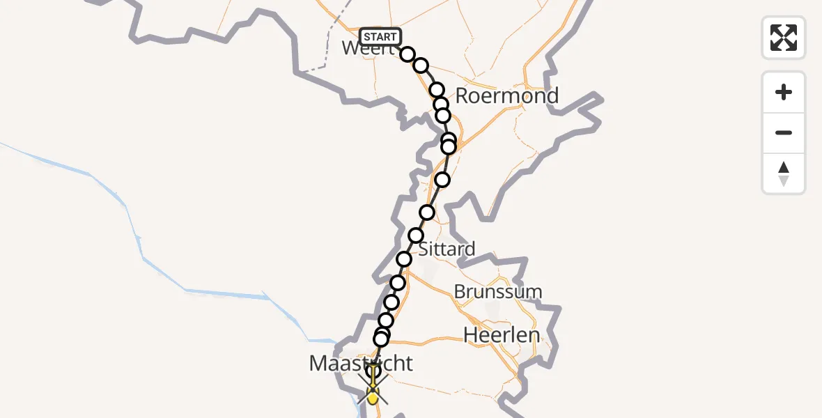 Routekaart van de vlucht: Lifeliner 3 naar Maastricht