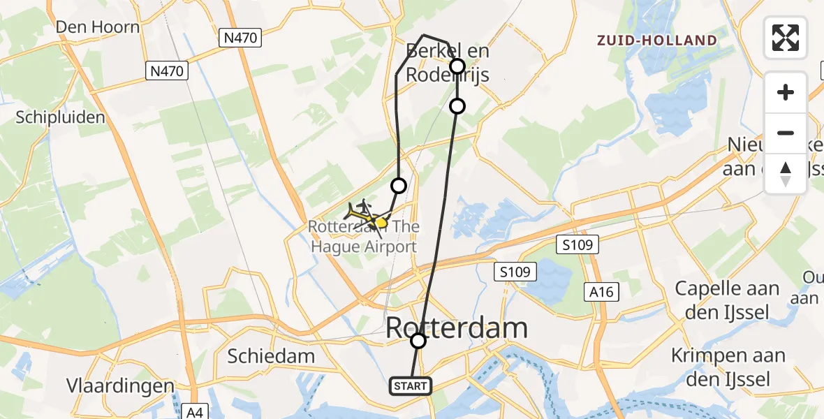 Routekaart van de vlucht: Lifeliner 2 naar Rotterdam The Hague Airport