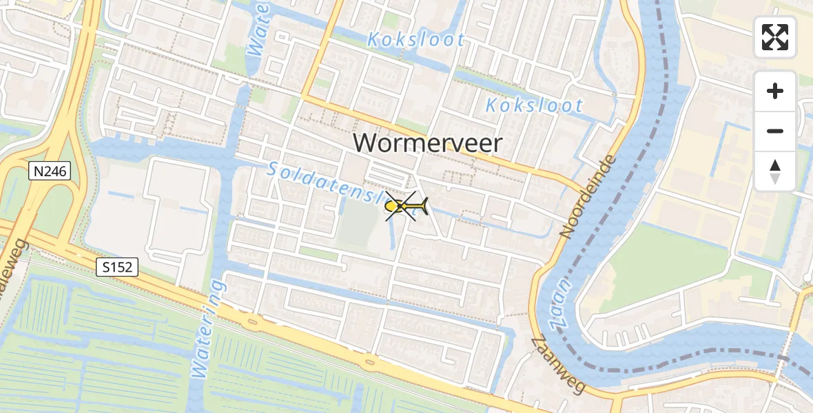 Routekaart van de vlucht: Lifeliner 1 naar Wormerveer