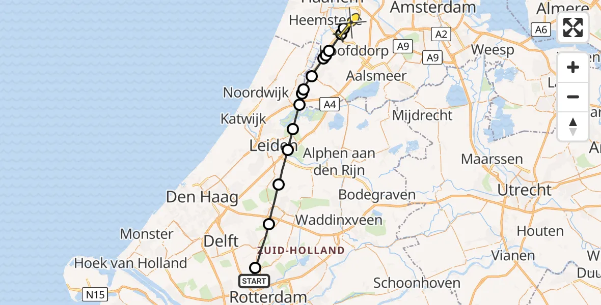 Routekaart van de vlucht: Lifeliner 2 naar Vijfhuizen