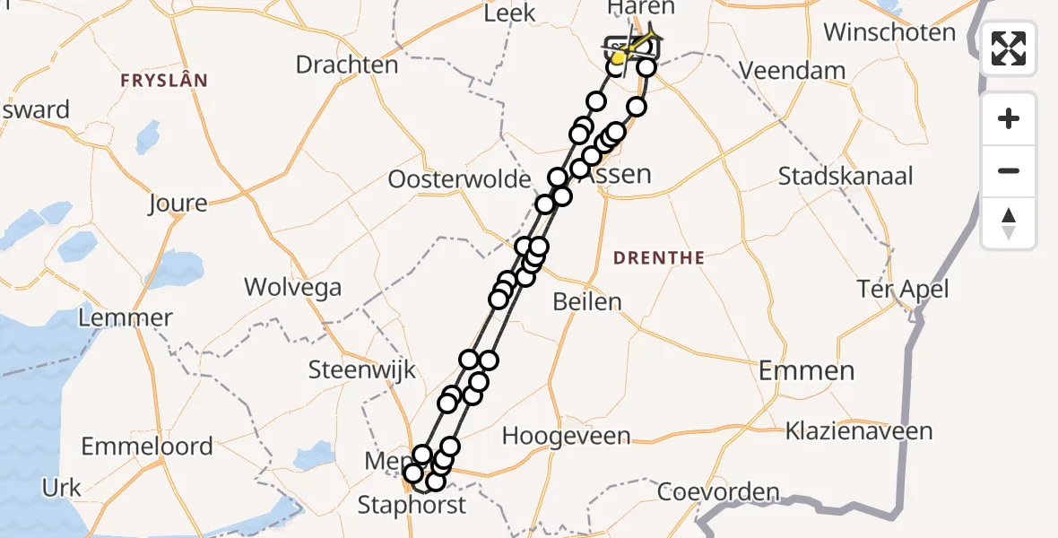 Routekaart van de vlucht: Lifeliner 4 naar Groningen Airport Eelde