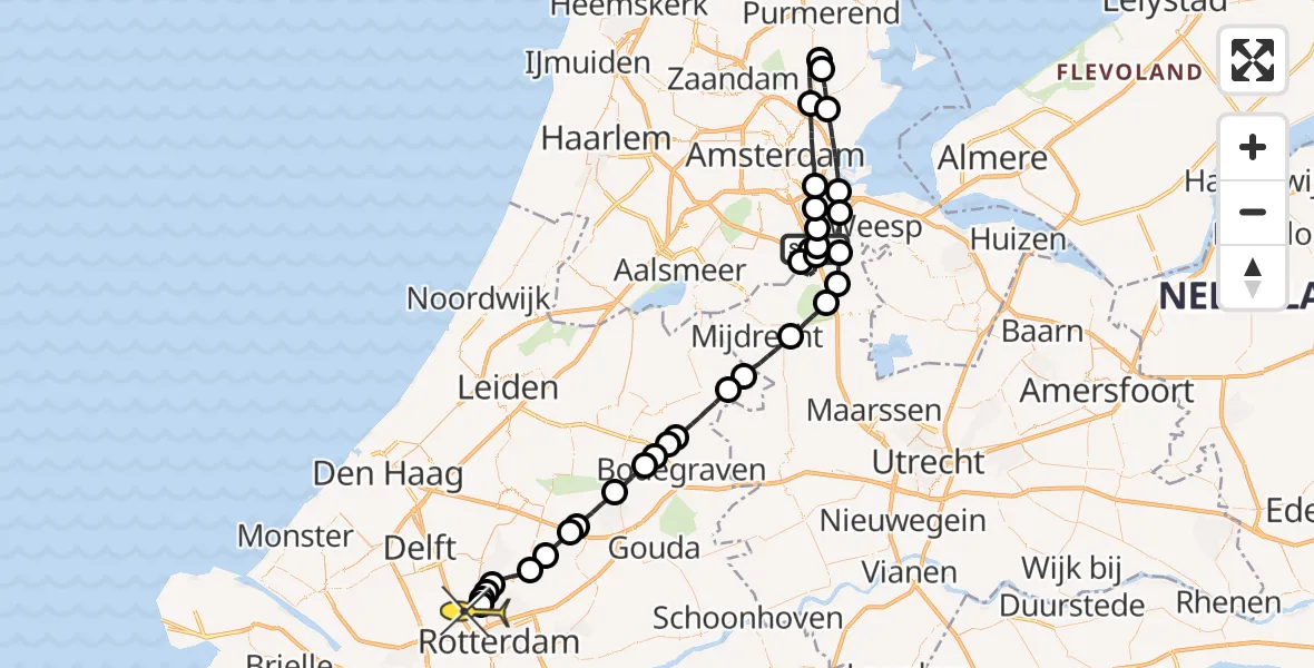 Routekaart van de vlucht: Lifeliner 2 naar Rotterdam The Hague Airport