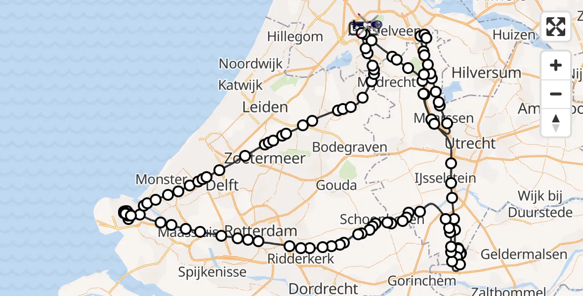 Vluchtroute Politiehelikopter van Schiphol naar Schiphol