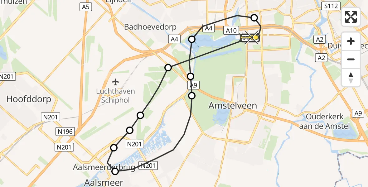 Routekaart van de vlucht: Lifeliner 1 naar VU Medisch Centrum Amsterdam