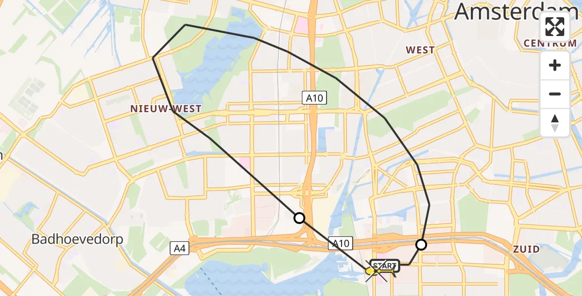 Routekaart van de vlucht: Lifeliner 1 naar VU Medisch Centrum Amsterdam