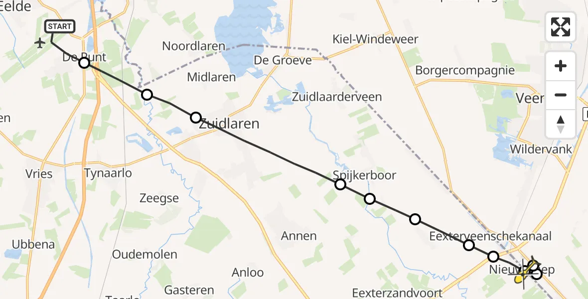 Routekaart van de vlucht: Lifeliner 4 naar Wildervank