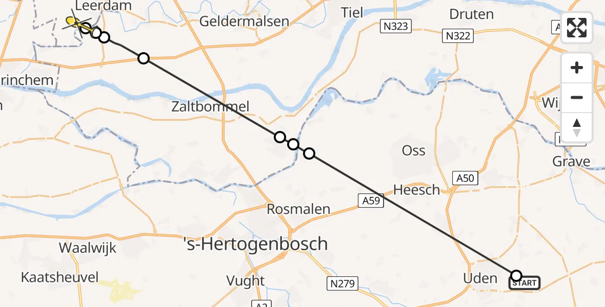 Routekaart van de vlucht: Lifeliner 3 naar Oosterwijk