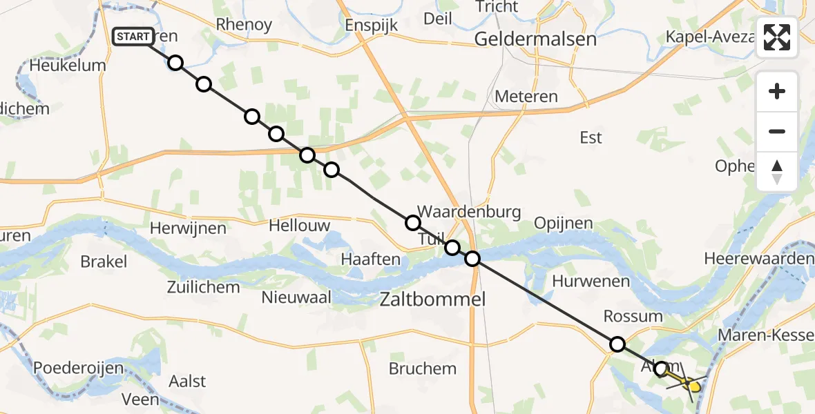 Routekaart van de vlucht: Lifeliner 3 naar Alem