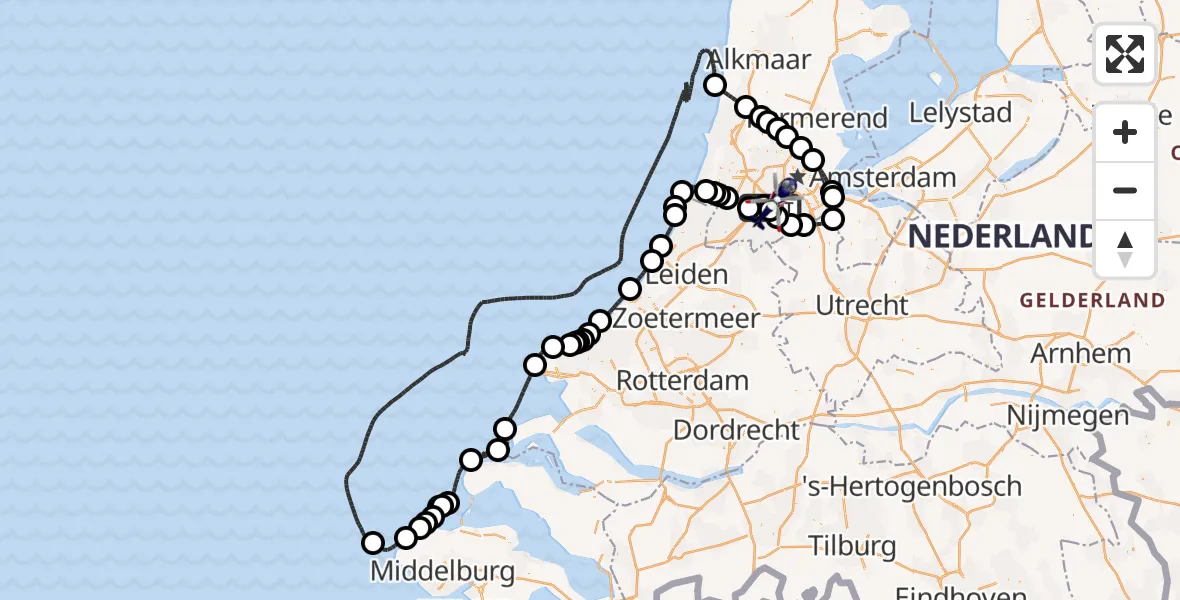 Vluchtroute Politiehelikopter van Schiphol naar Schiphol
