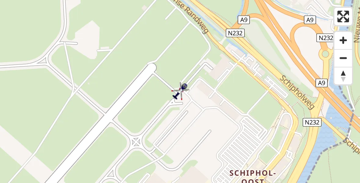 Vluchtroute Politiehelikopter van Schiphol naar Schiphol