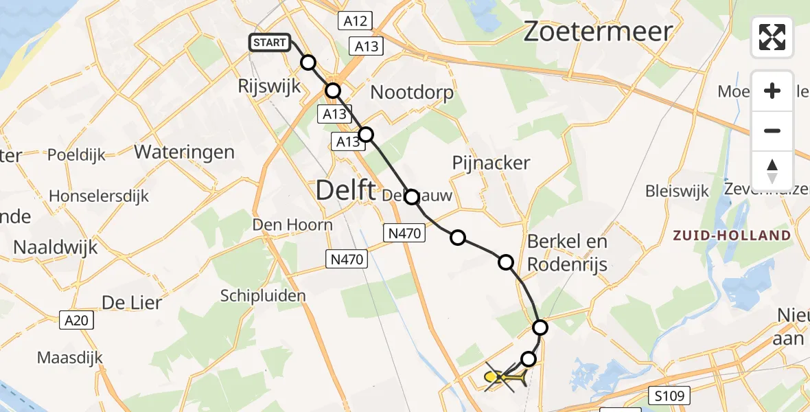 Routekaart van de vlucht: Lifeliner 2 naar Rotterdam The Hague Airport