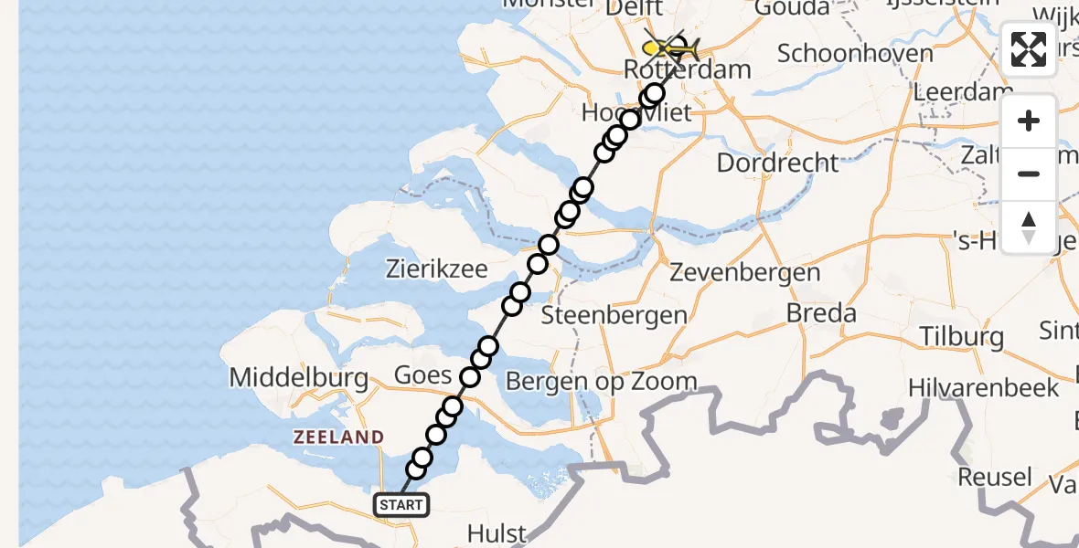 Routekaart van de vlucht: Lifeliner 2 naar Rotterdam The Hague Airport