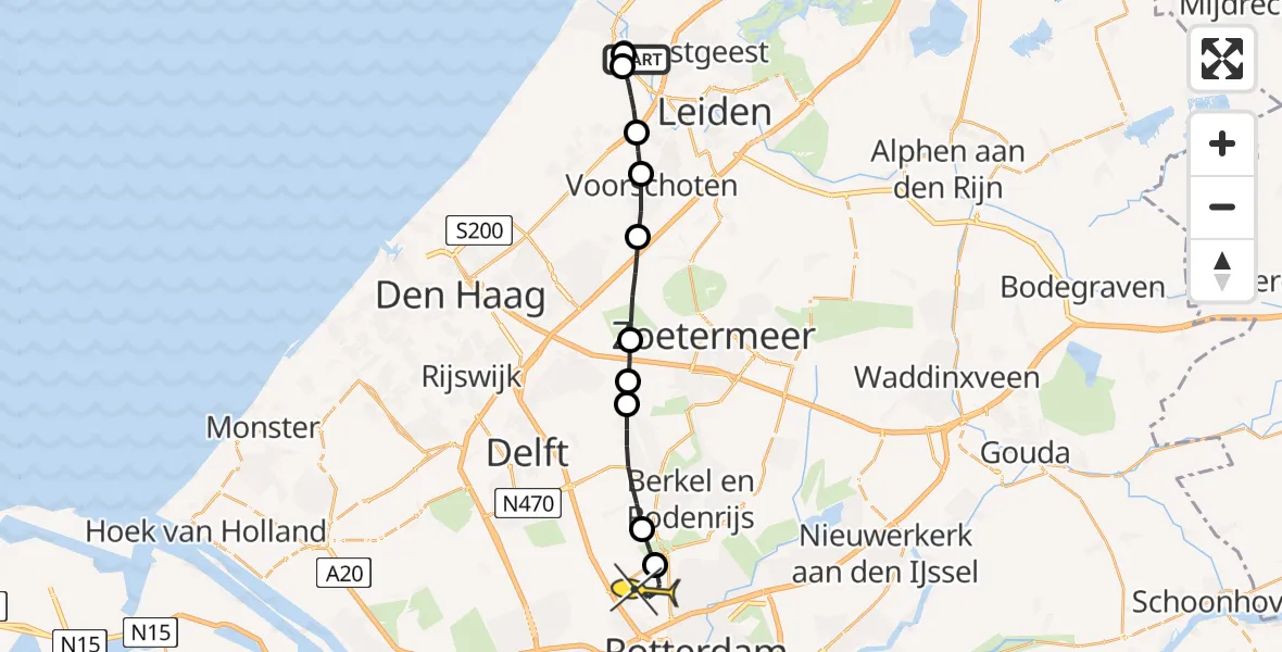 Routekaart van de vlucht: Lifeliner 2 naar Rotterdam The Hague Airport