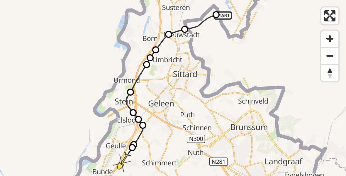 Routekaart van de vlucht: Lifeliner 3 naar Maastricht Aachen Airport