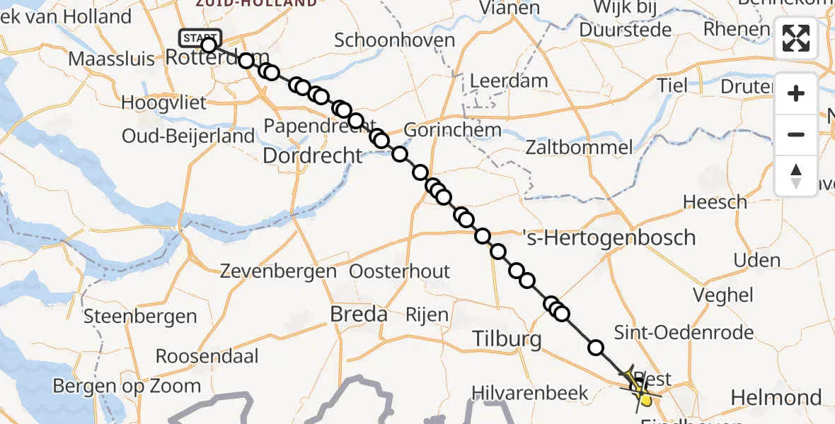 Routekaart van de vlucht: Lifeliner 2 naar Best