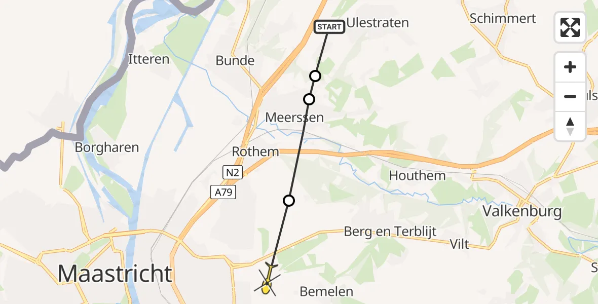 Routekaart van de vlucht: Lifeliner 3 naar Maastricht