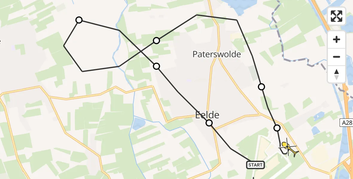 Routekaart van de vlucht: Lifeliner 4 naar Groningen Airport Eelde