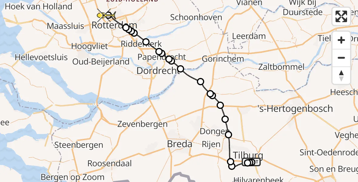 Routekaart van de vlucht: Lifeliner 2 naar Rotterdam The Hague Airport