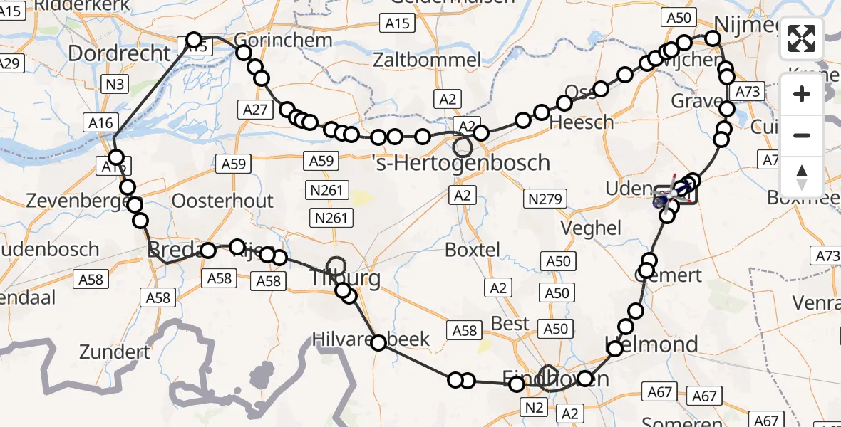 Vluchtroute Politiehelikopter Vliegbasis Volkel - Vliegbasis Volkel, 31 mei 2022, 18:44