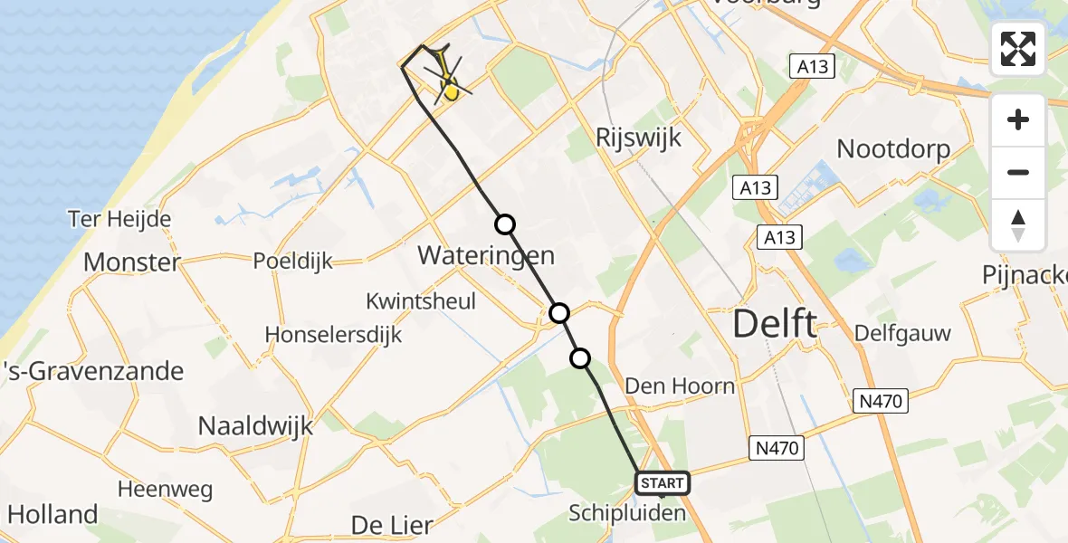 Routekaart van de vlucht: Lifeliner 2 naar Den Haag