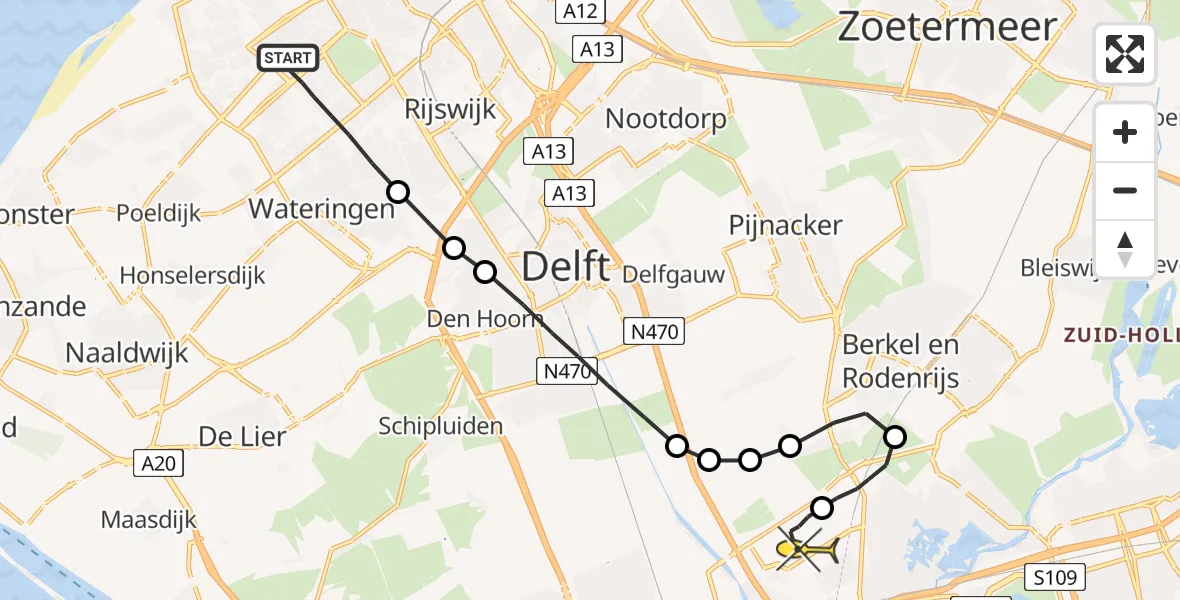 Routekaart van de vlucht: Lifeliner 2 naar Rotterdam The Hague Airport