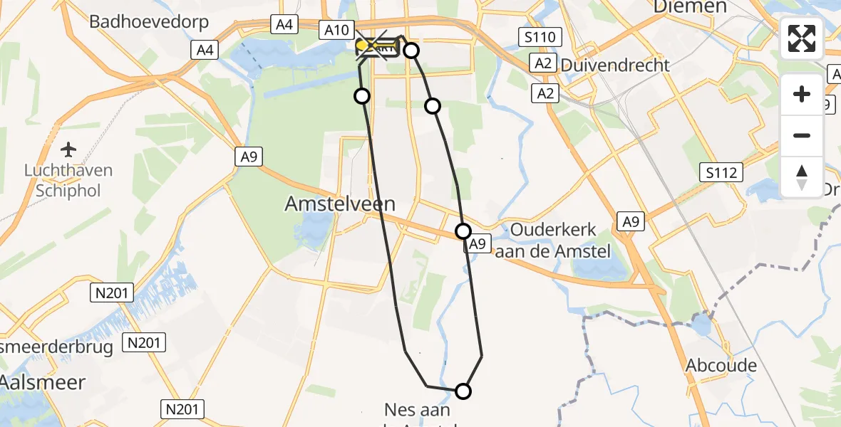 Routekaart van de vlucht: Lifeliner 1 naar VU Medisch Centrum Amsterdam