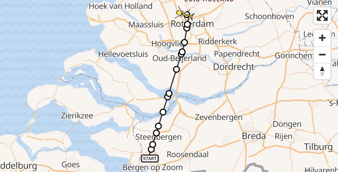 Routekaart van de vlucht: Lifeliner 2 naar Rotterdam The Hague Airport