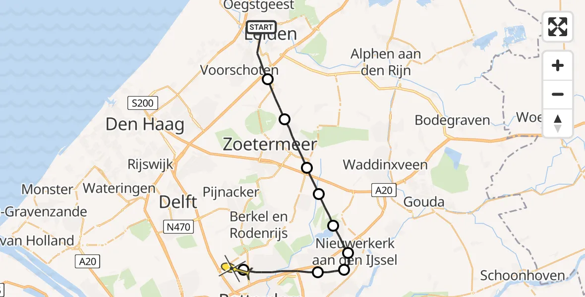 Routekaart van de vlucht: Lifeliner 2 naar Rotterdam The Hague Airport