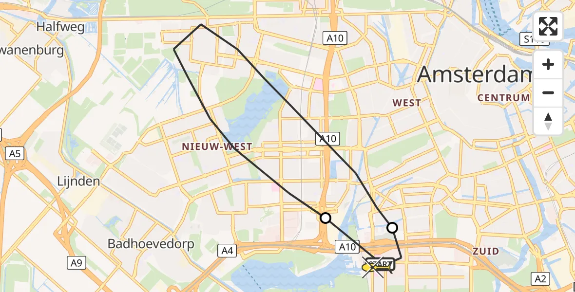 Routekaart van de vlucht: Lifeliner 1 naar VU Medisch Centrum Amsterdam
