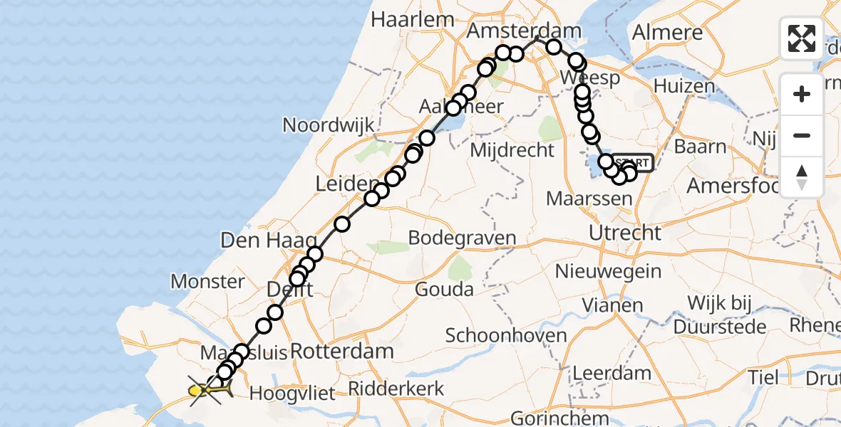 Routekaart van de vlucht: Lifeliner 1 naar Vierpolders