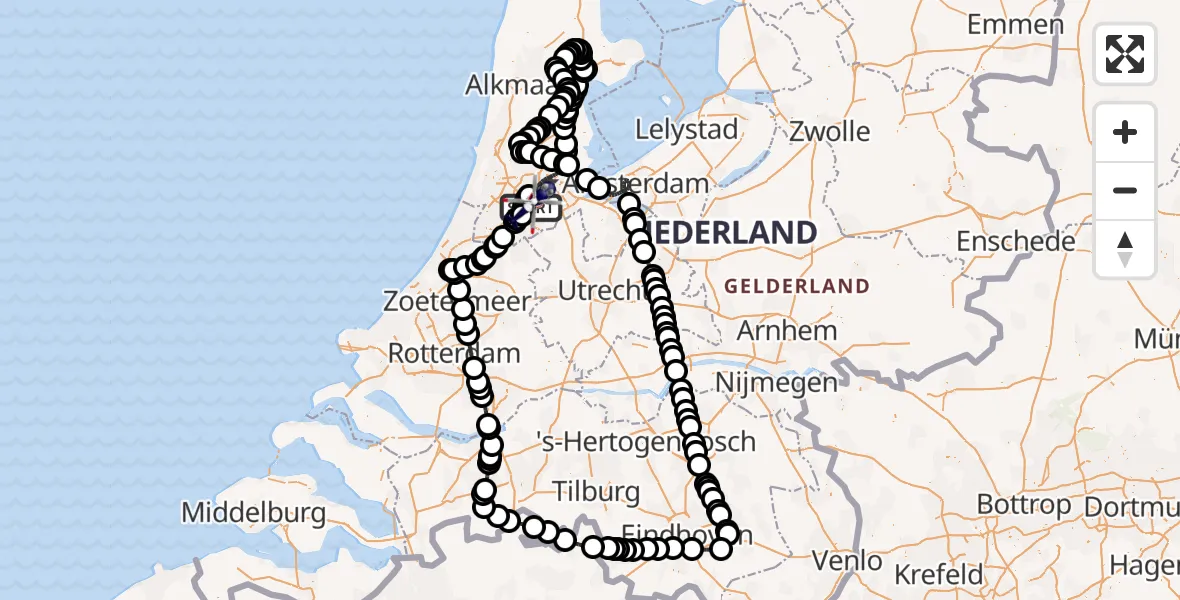 Vluchtroute Politiehelikopter van Schiphol naar Schiphol